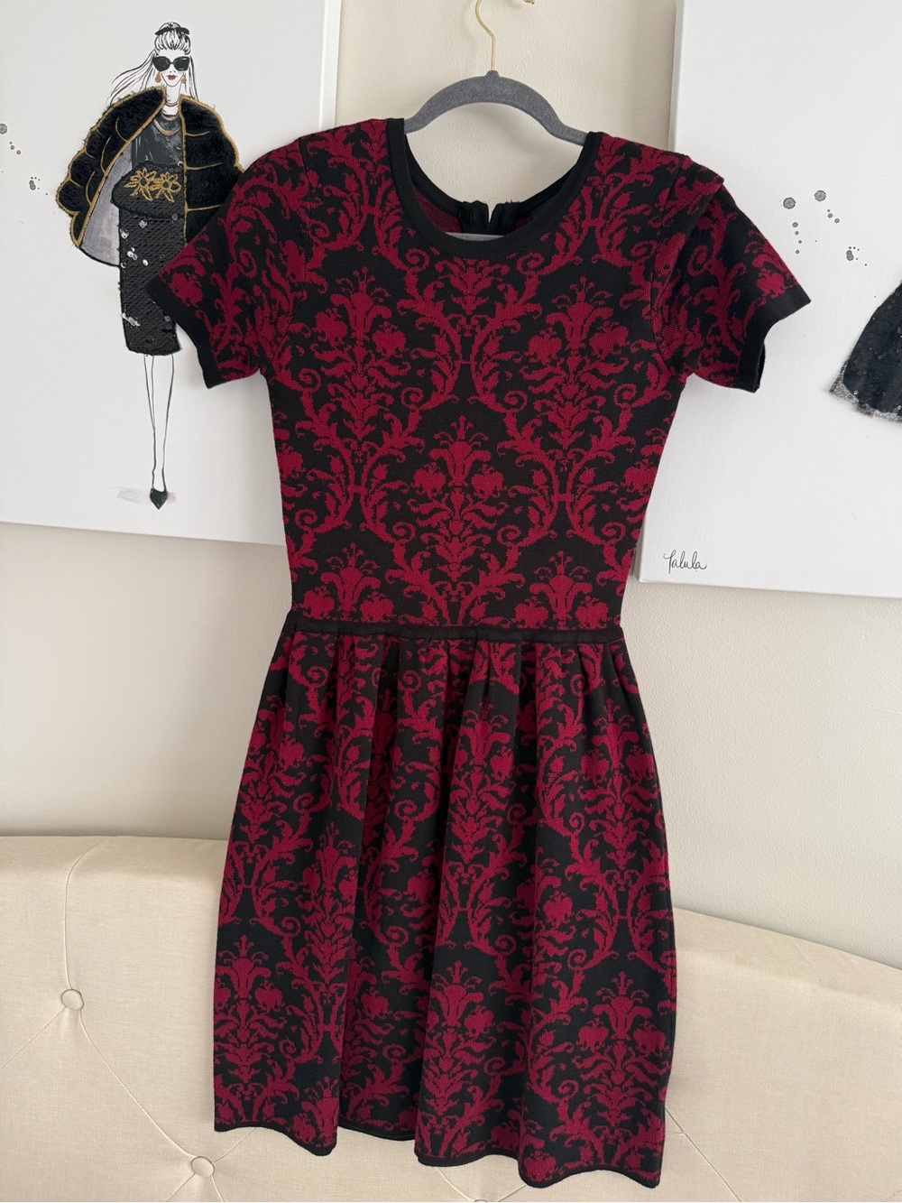 Romeo & Juliet Couture Black and Burgundy knit Dress